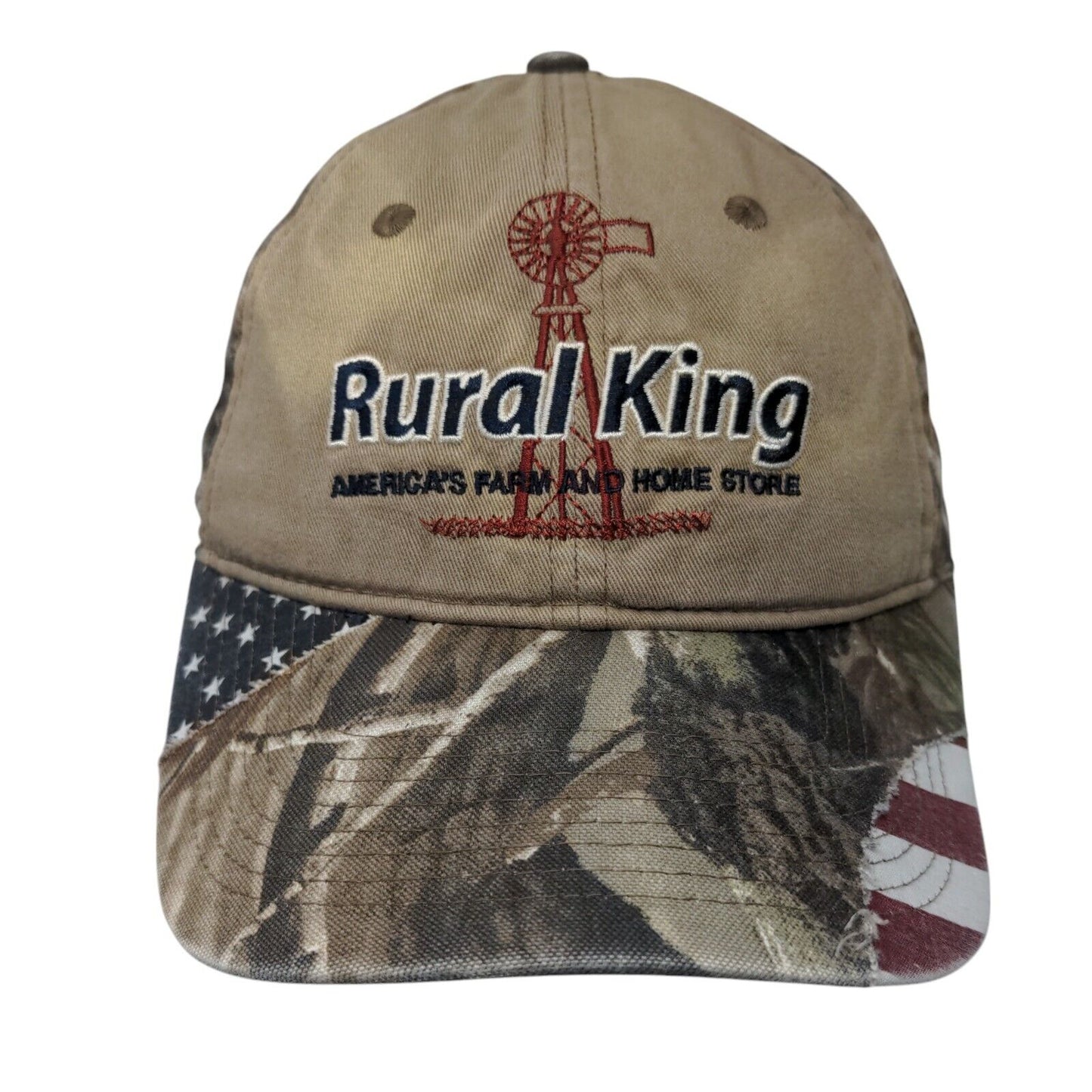 Rural King America's Farm And Home Store Snapback Hat Camouflage OSFM Patriotic