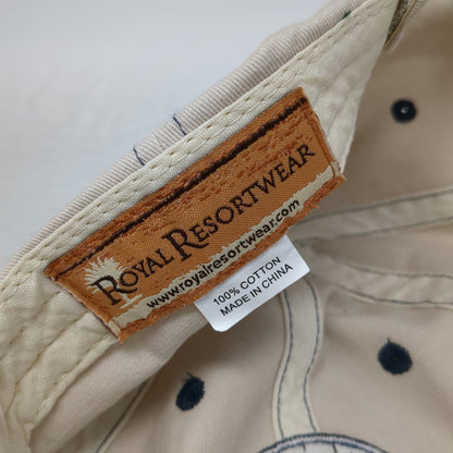 Royal Resortwear Anna Maria Island Palm Tree Baseball Cap Beige OSFM Hat Navy