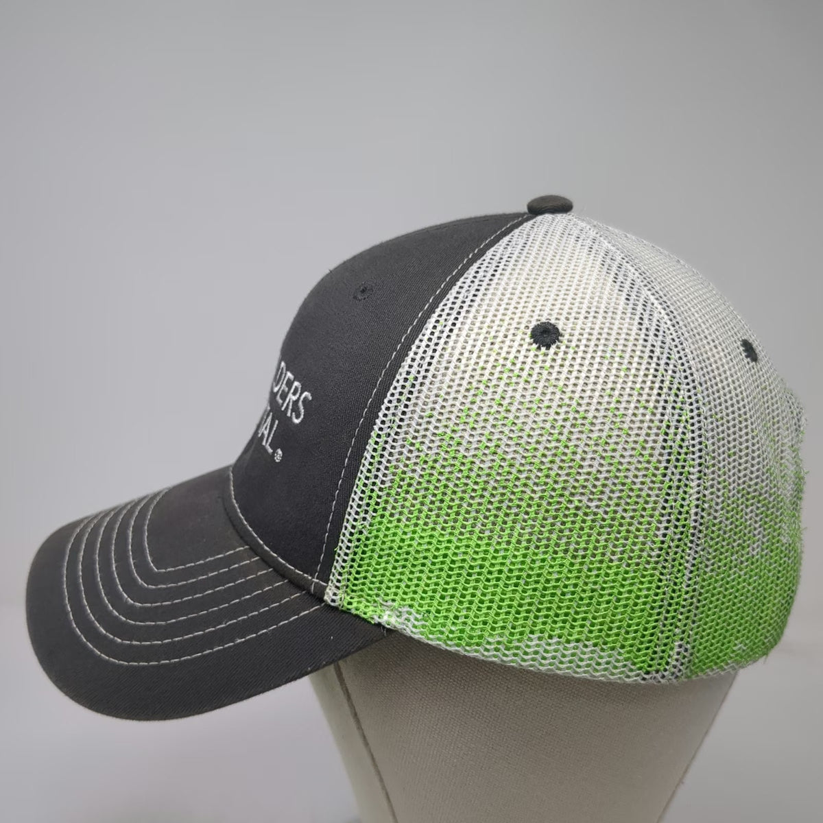 Cap America Builders Capital Trucker Hat Gray Green One Size Mesh Snapback