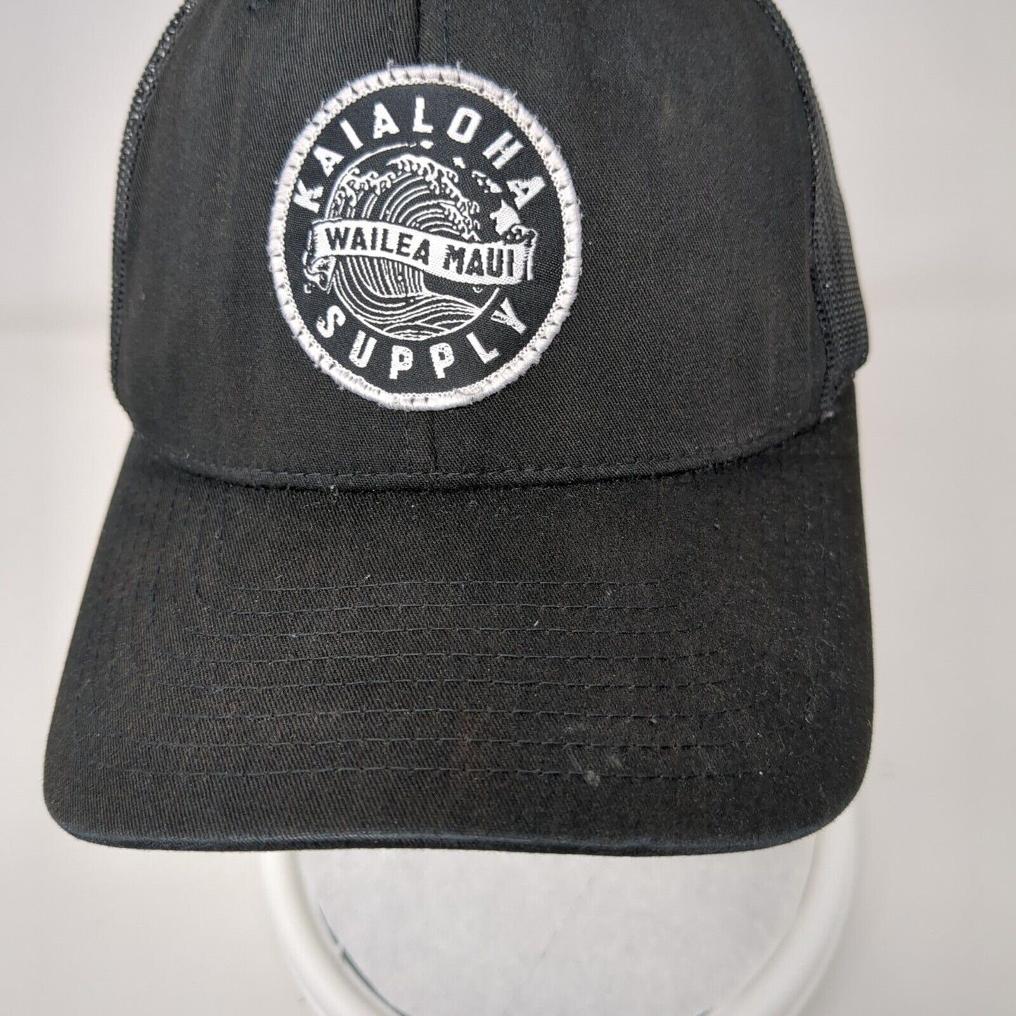 KaiAloha Supply Wailea Maui Snapback Trucker Hat Black OSFA Mesh Back