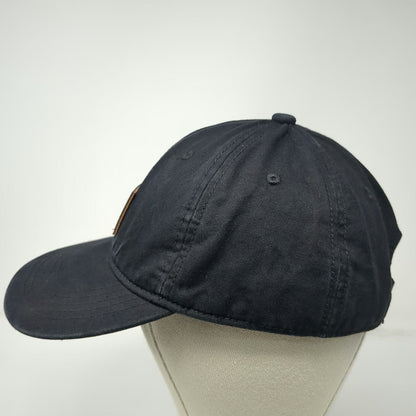 Carhartt Baseball Cap Black One Size Leather Patch Strapback Hat Logo Adjustable