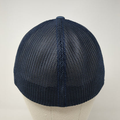 Idaho 55 Fitted Mesh Back Trucker Hat Blue One Size Flexfit Yupoong