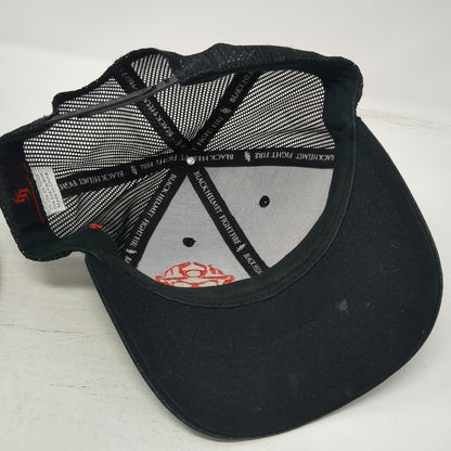 Black Helmet Trucker Hat One Size Red Skull Fire Fighter Mesh Snapback Logo Cap