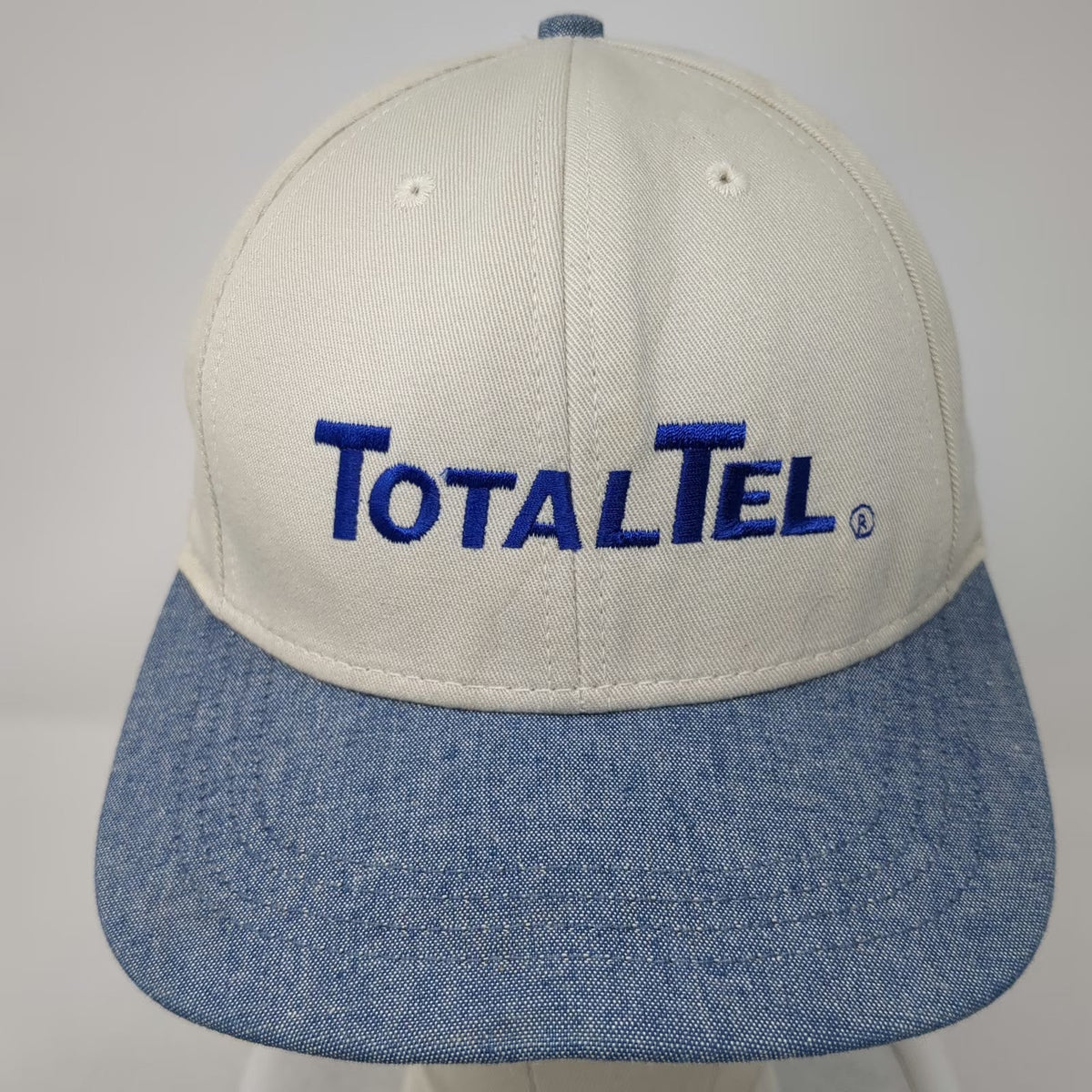 New Jersey Headwear TotalTel Baseball Cap Beige Blue One Size Denim Brim USA Hat