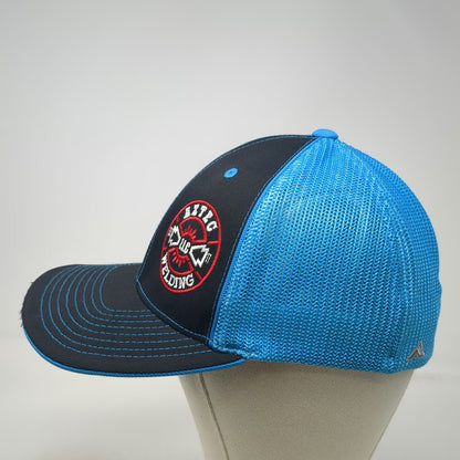 Pacific Headwear Baseball Cap Black Blue Size 8 Mesh Flexfit Aztec Welding Hat