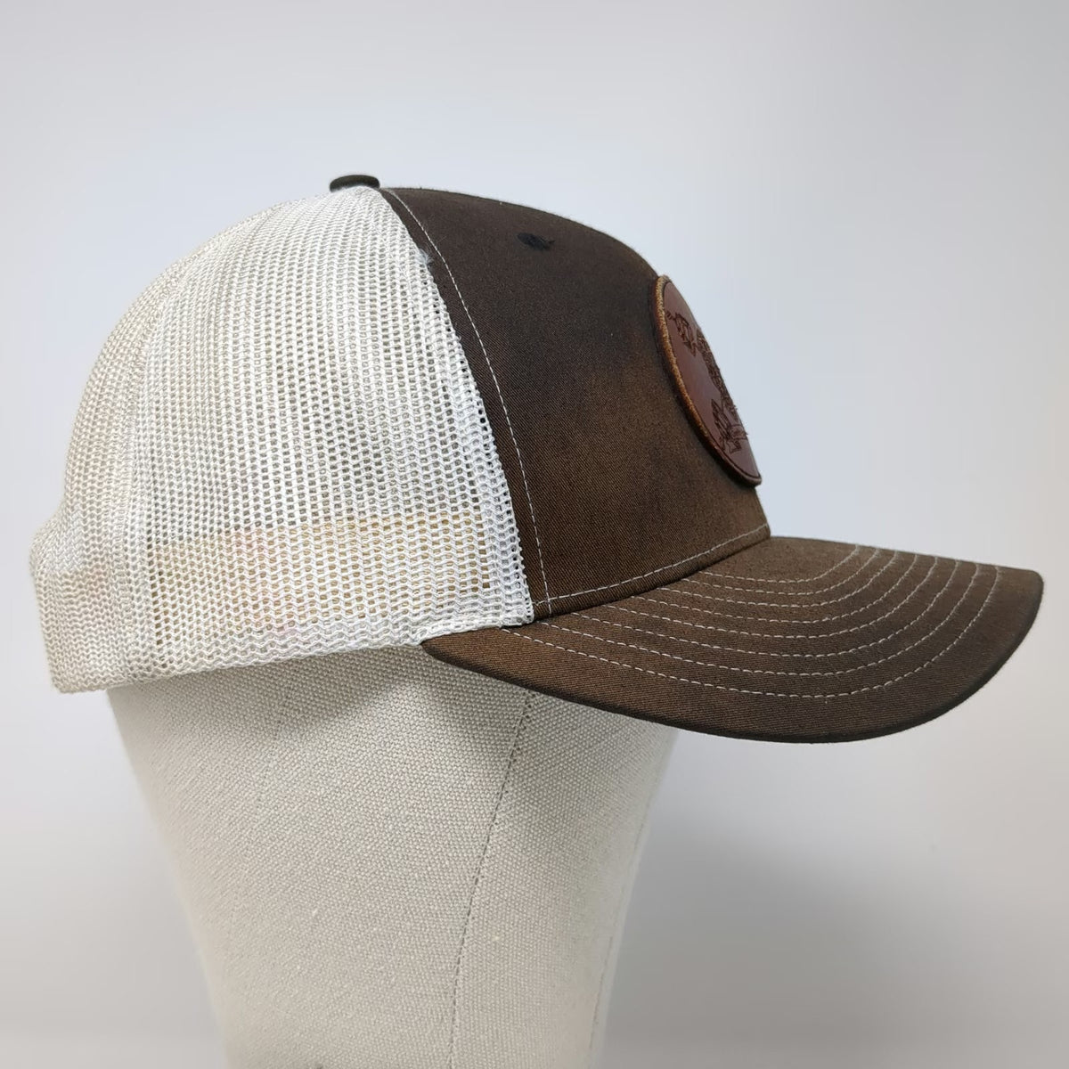 Richardson Trucker Hat Brown One Size CrossFit Indestructible Leather Patch Mesh