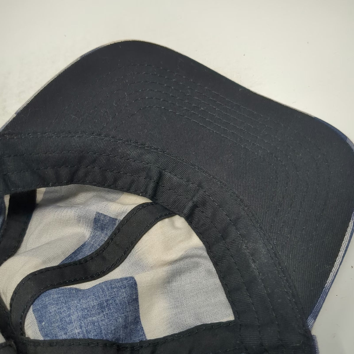 Madewell Biltmore Baseball Cap Blue White One Size Checkered Blurred Pattern Hat