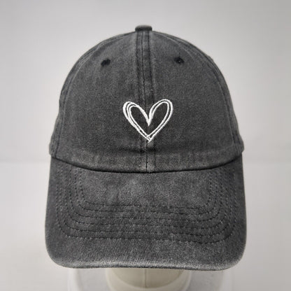 Heart Slideback Hat Gray One Size Adjustable Embroidered 6 Panel Solid