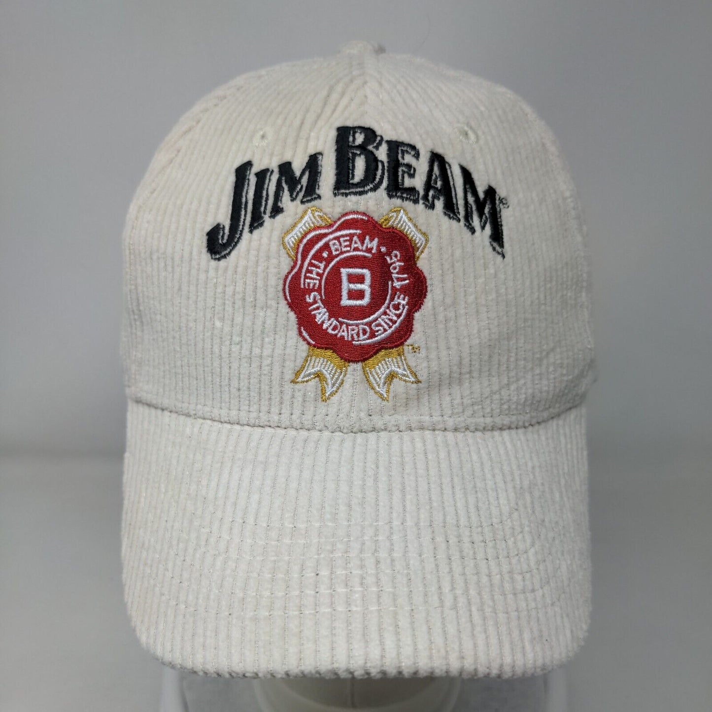 Jim Beam Slideback Hat Cream One Size Corduroy Embroidered 6 Panel