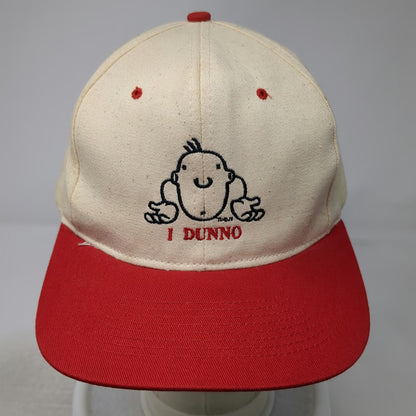 King Cap Snapback Hat Beige Red One Size Green Underbrim I Dunno Shrug Graphic