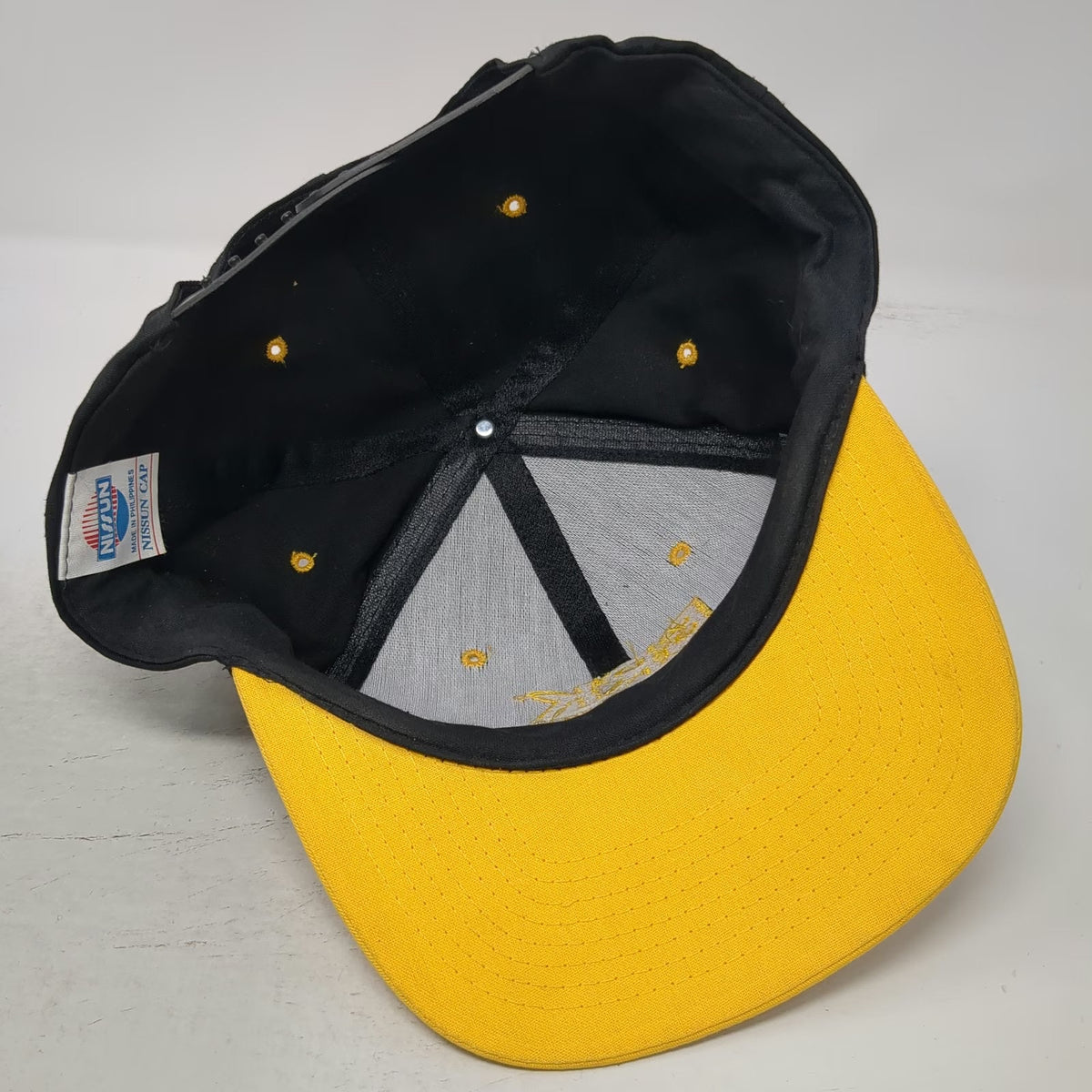Nissun Snapback Hat Black Yellow OS BRK Electronics Embroidered Logo 2-Tone
