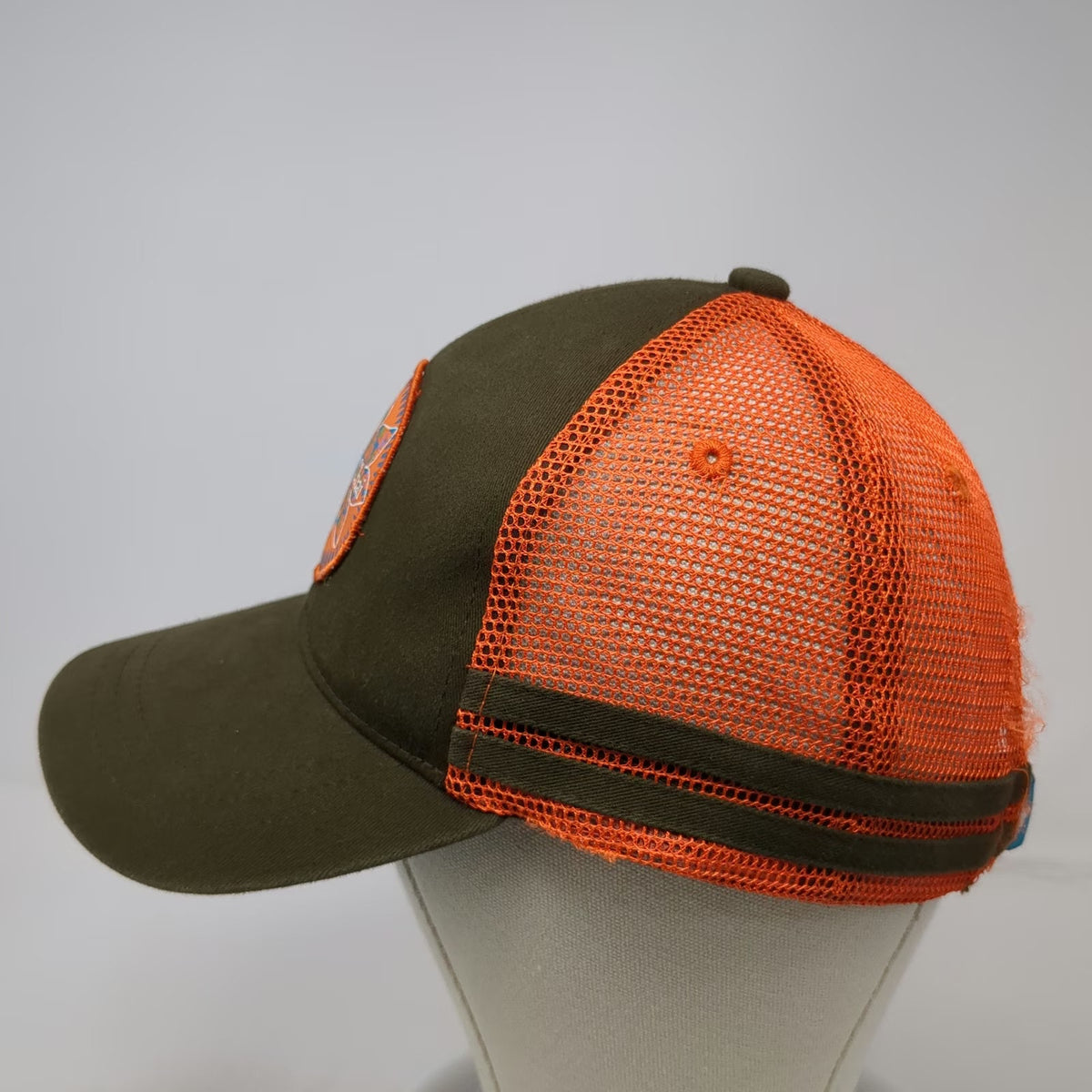Bhakti Chai Trucker Hat Brown Orange One Size Mandala Patch Mesh Back Snapback