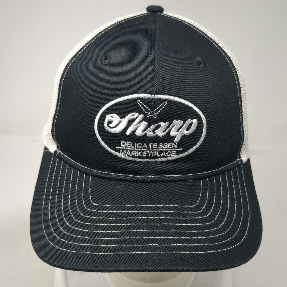 Port Authority Trucker Hat Black One Size Mesh Snapback Sharp Delicatessen