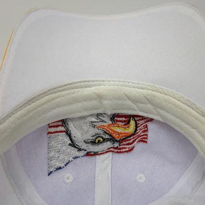 White Baseball Cap One Size Bald Eagle American Flag USA Scrambled Eggs Hat