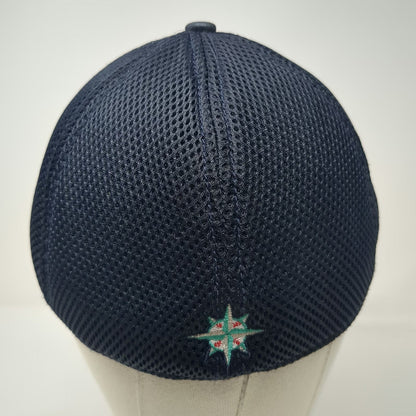 Seattle Mariners MLB New Era Baseball Cap White Blue L Mesh Back Stretch Fit Hat