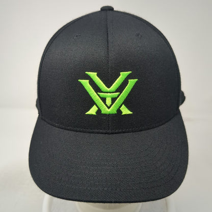 Vortex Optics Baseball Cap Black Green 7 5/8 Fitted Logo Curved Stretch Hat