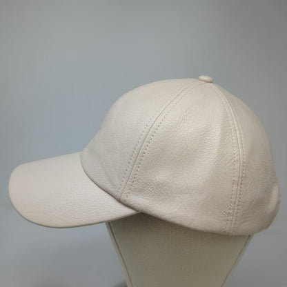 Wyeth Baseball Cap Beige One Size Faux Leather Textured Solid Strapback Hat