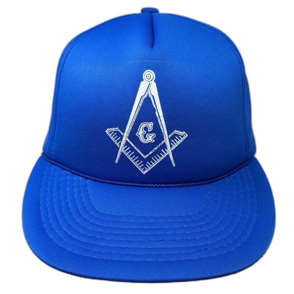 Masonic Fraternal Square and Compass Blue 5 Panel One Size Snapback Hat