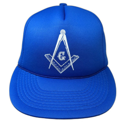 Masonic Fraternal Square and Compass Blue 5 Panel One Size Snapback Hat