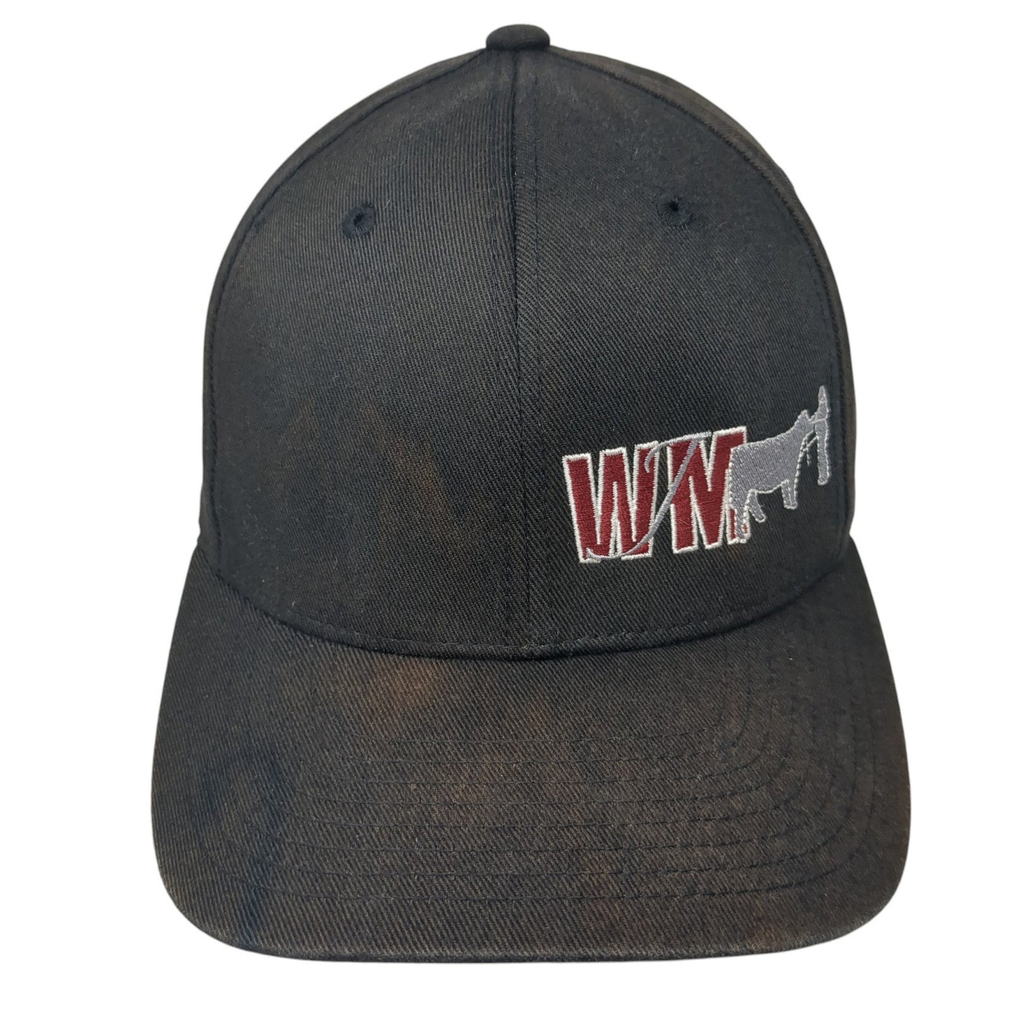 WM Logo Fitted Hat Black Medium Stretch Flexfit Solid Port Authority