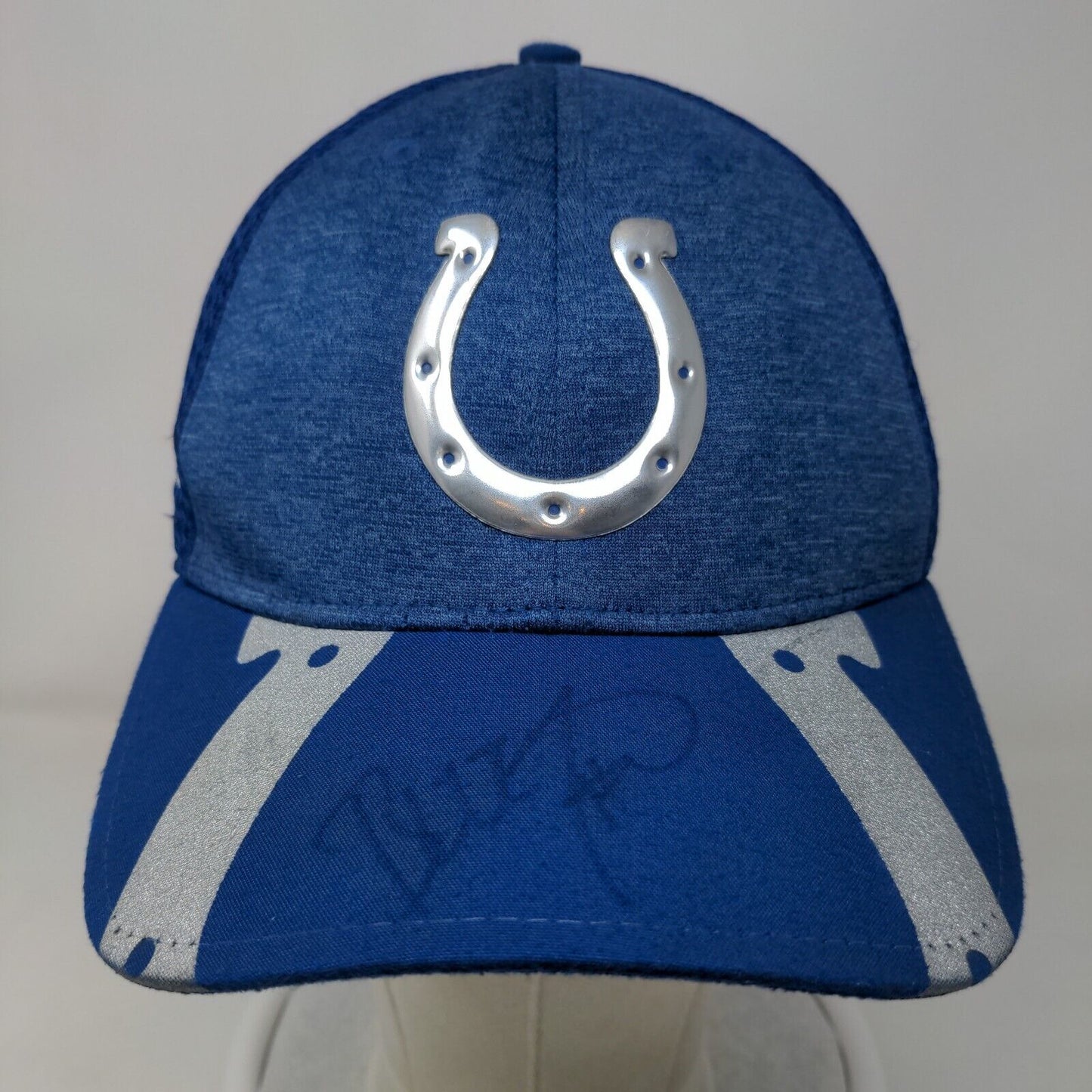 New Era Men's Fitted Hat Blue M-L Indianapolis Colts 39Thirty Metal Logo Signed