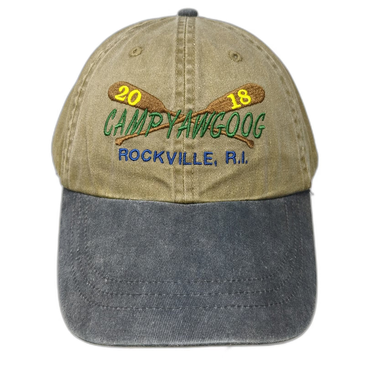 Brown Gray Baseball Cap One Size Camp Yawgoog Rockville RI Oars Slideback Hat