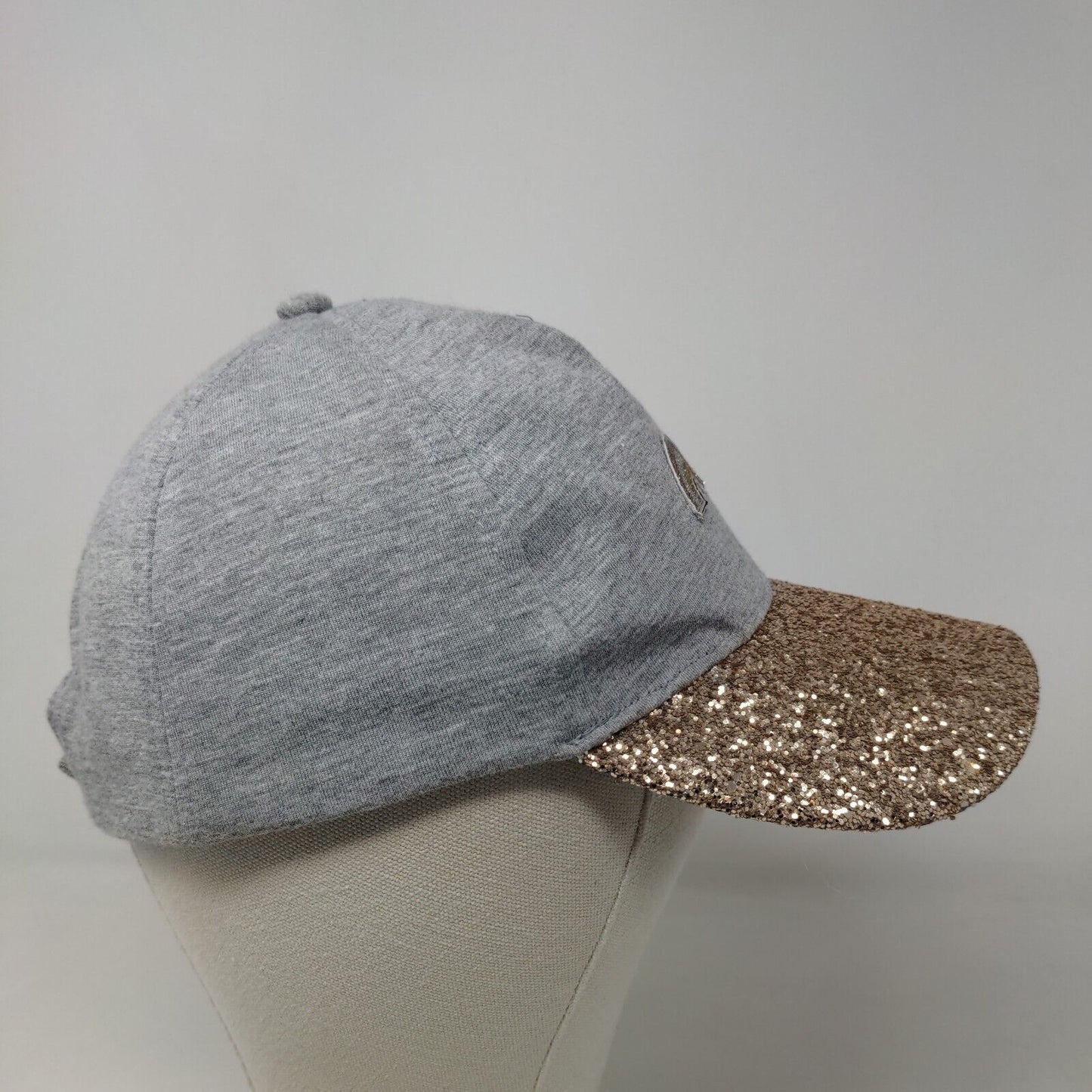 Justice Girl's Strapback Hat Gray Multi Size OS Sparkly Embroidered Rainbow Logo