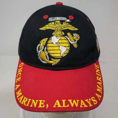 Eagle Emblems Marines Baseball Cap Black Red One Size USMC EGA Life Member Hat