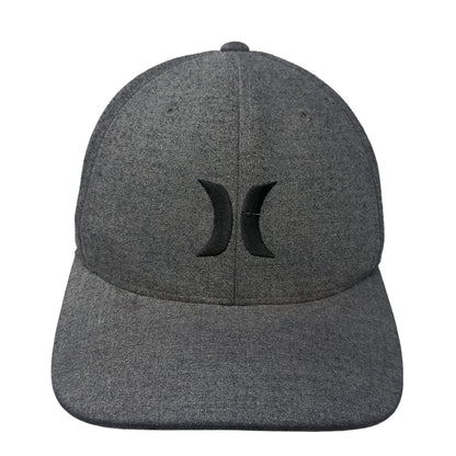 Hurley Embroidered Logo Fitted Hat Gray XL Flexfit Yupoong Vent Holes