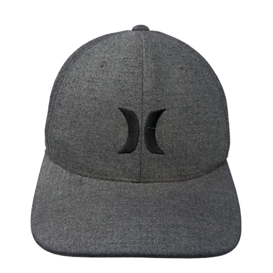 Hurley Embroidered Logo Fitted Hat Gray XL Flexfit Yupoong Vent Holes
