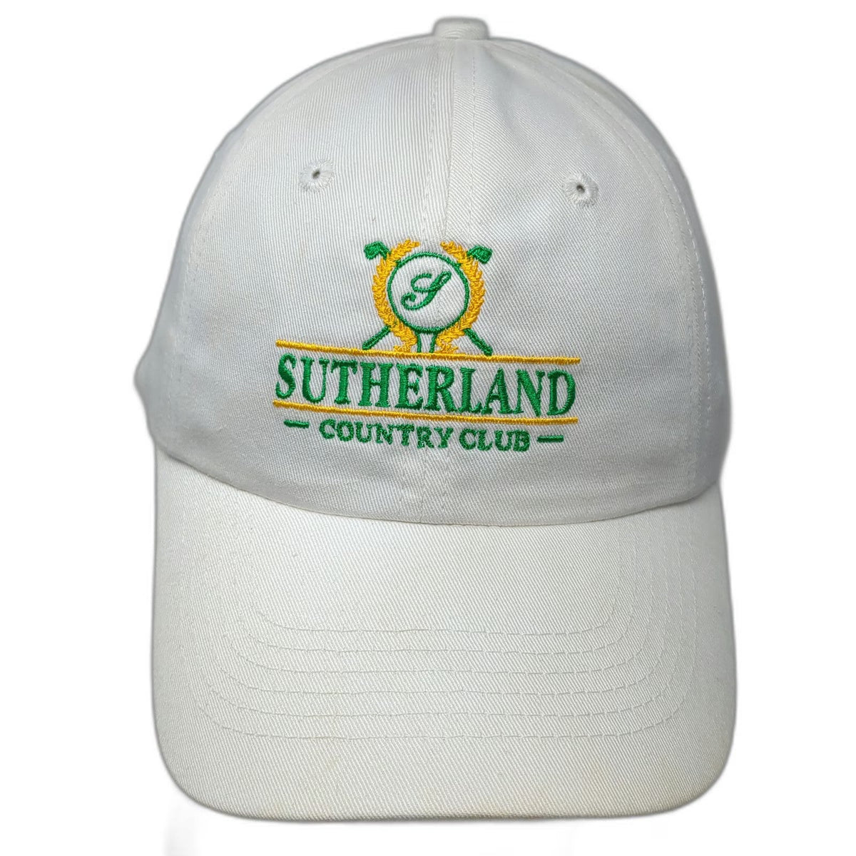 Sportsman Baseball Cap White One Size Sutherland Country Club Golf Hat Slideback