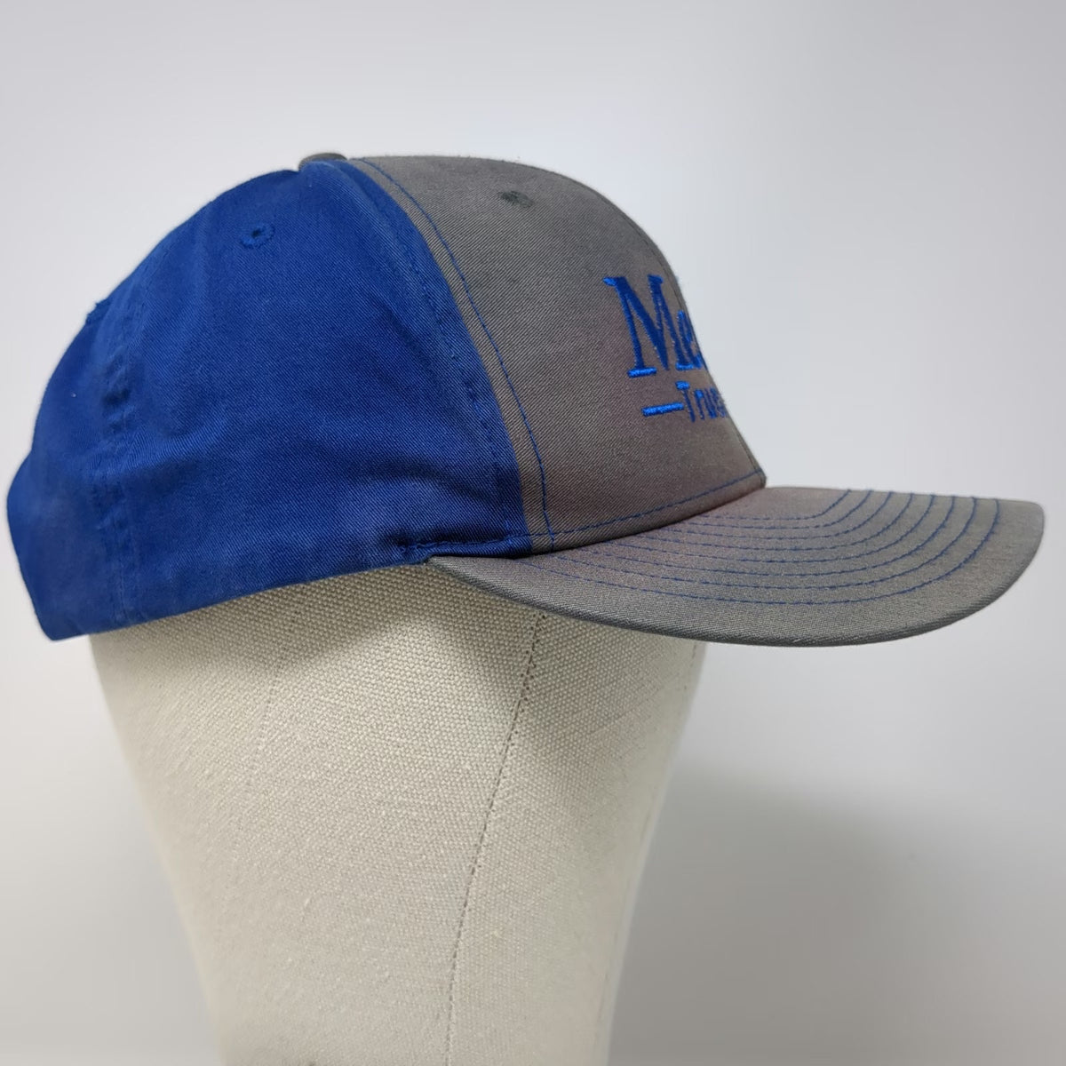 Richardson Snapback Hat Gray Blue One Size Melton Truck Lines Embroidered