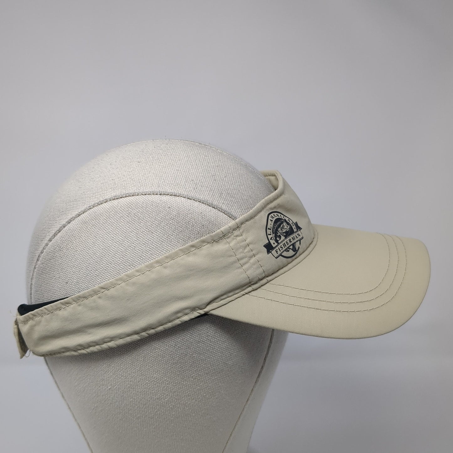All American Fisherman Sun Visor Hat Beige One Size Adjustable Strap Signatures
