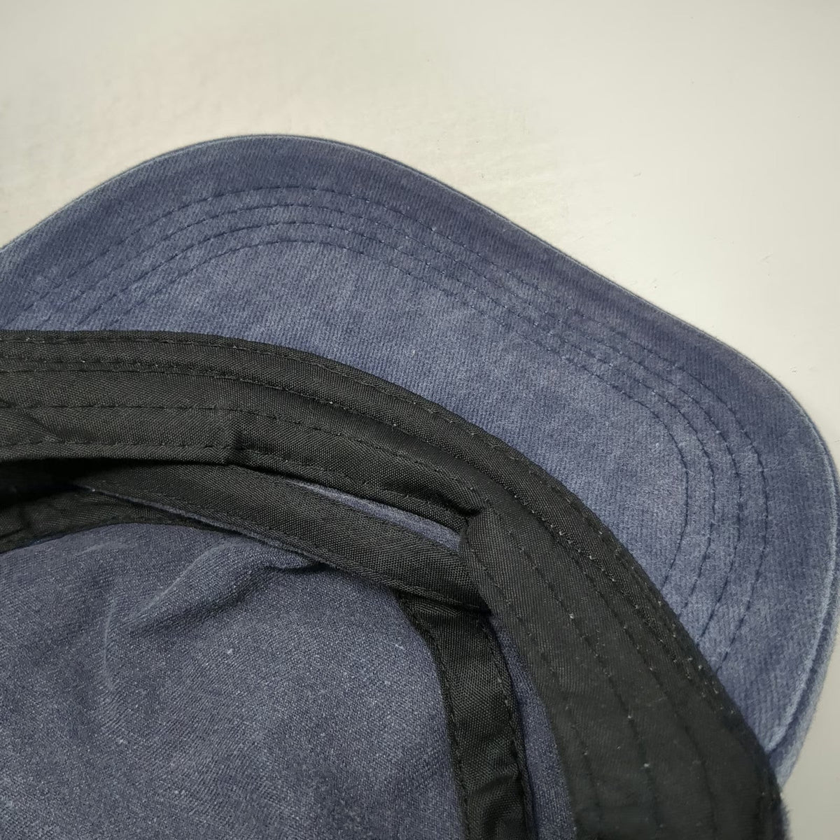 Army Cap Blue One Size Washed Denim Flat Top Adjustable Strapback Buckle Hat