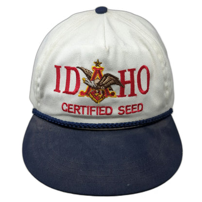 5 Panel White Idaho Certified Seed Anheuser Busch Eagle Rope Hat USA Vintage