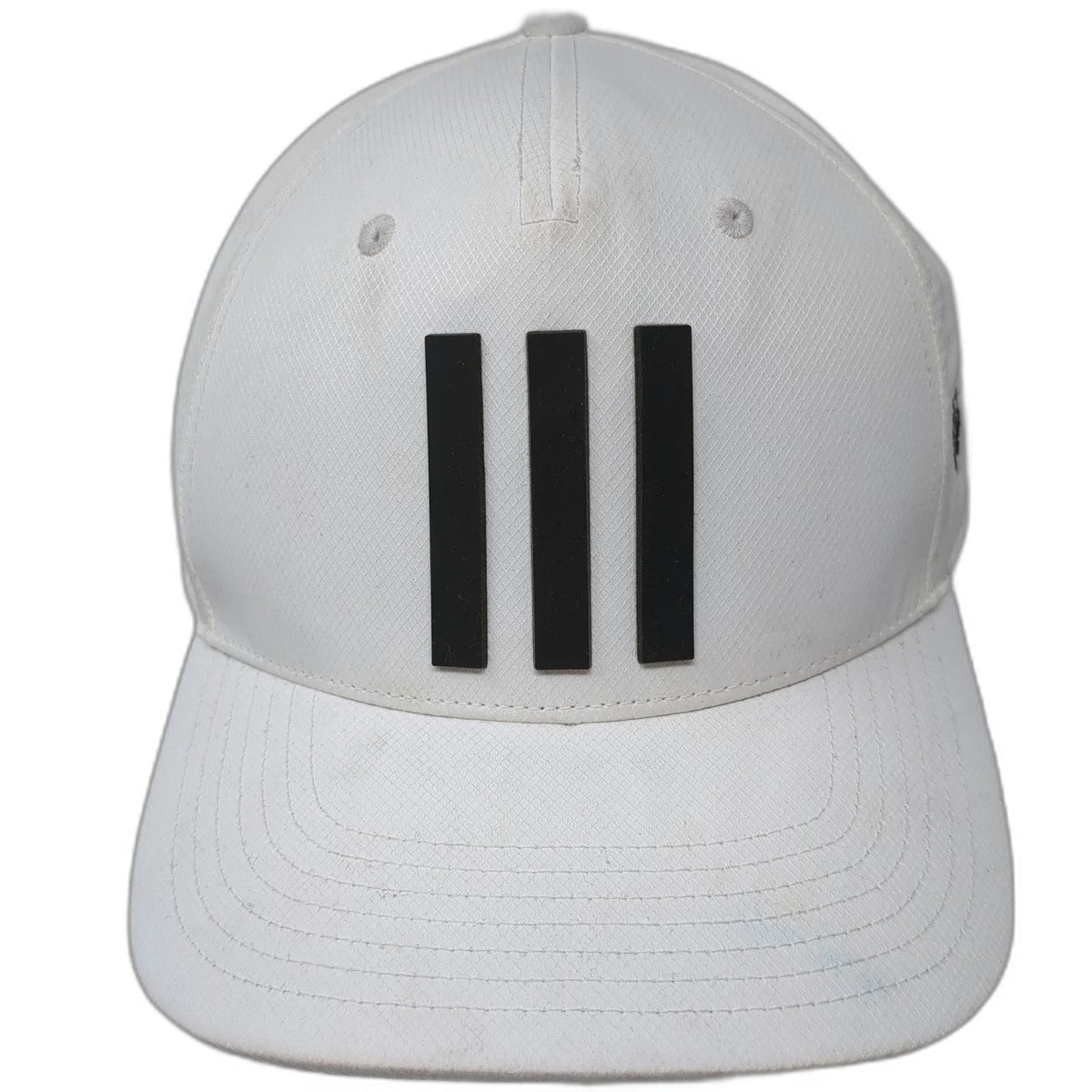 Adidas 5 Panel White One Size Hat BK Golf Logo Snapback 3 Stripes Performance