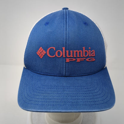 Columbia PFG Fitted Trucker Hat Blue Medium Mesh Back Stretch USA Flag