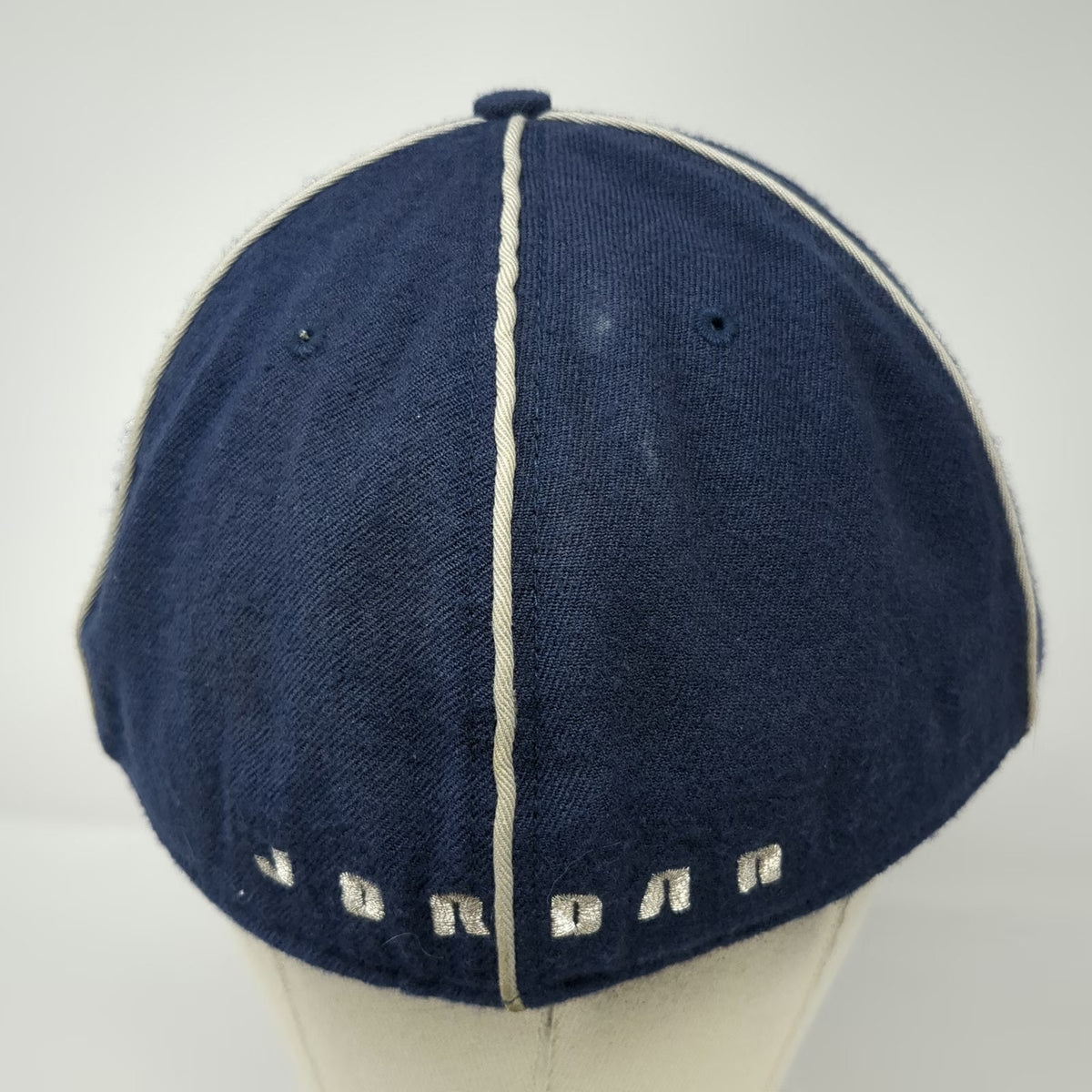 Jordan Baseball Cap Blue 7 1/2 Fitted Wool Piping Script J Logo Jumpman Hat