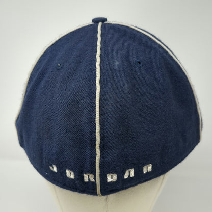 Jordan Baseball Cap Blue 7 1/2 Fitted Wool Piping Script J Logo Jumpman Hat