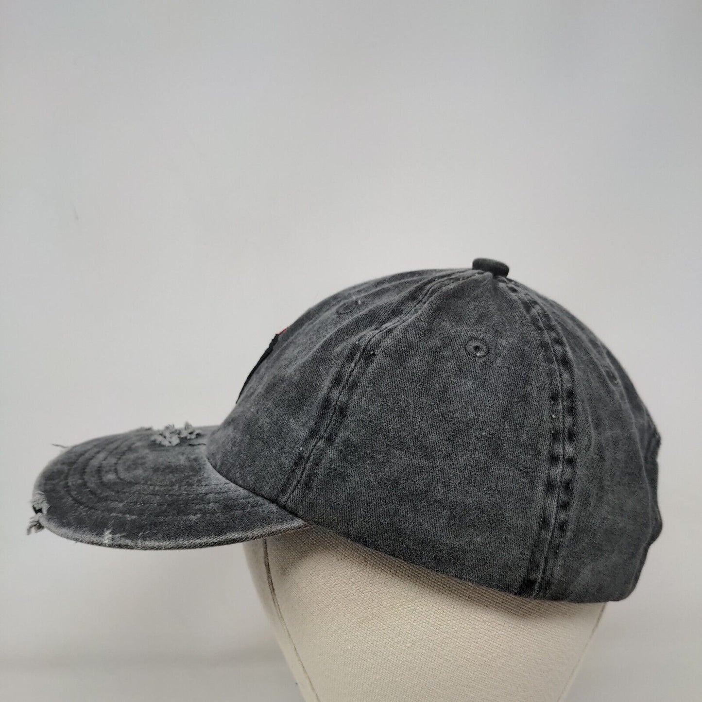 Red Rose Slideback Hat Gray One Size Embroidered Adjustable 6 Panel