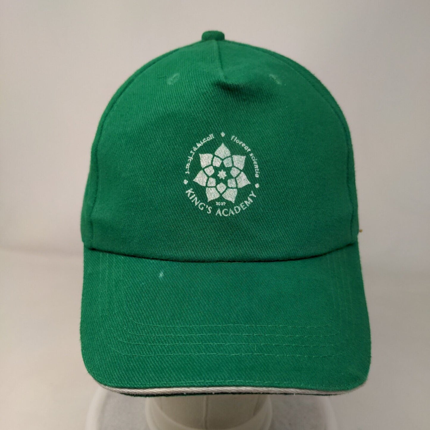 King's Academy Strapback Hat Green 58cm Solid Adjustable Vent Holes