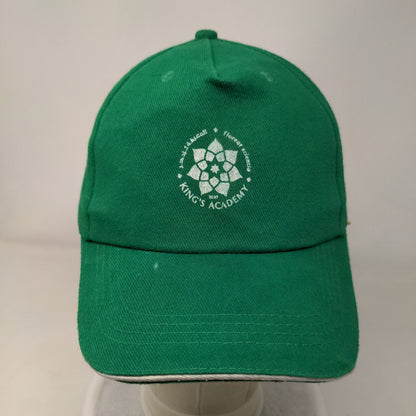 King's Academy Strapback Hat Green 58cm Solid Adjustable Vent Holes