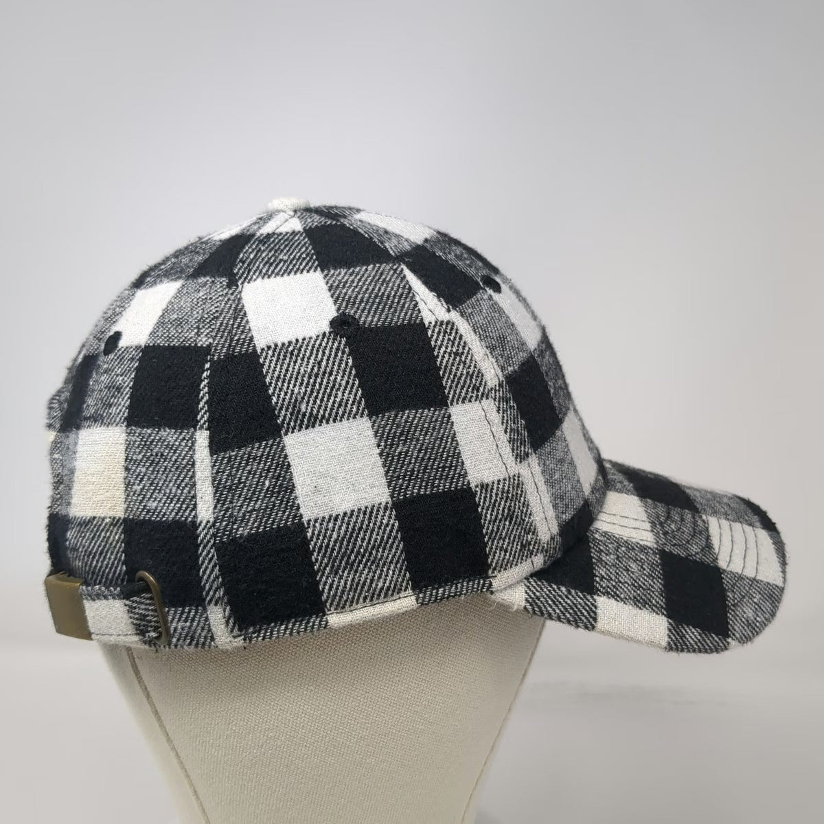 KBETHOS Baseball Cap Black White One Size Buffalo Plaid Checkered Slideback Hat