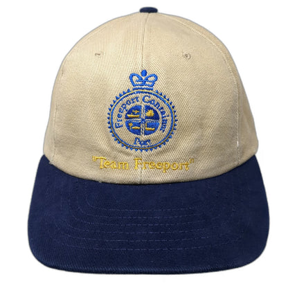Beige Blue Freeport Container Port Team Freeport Snapback Hat One Size USA Made