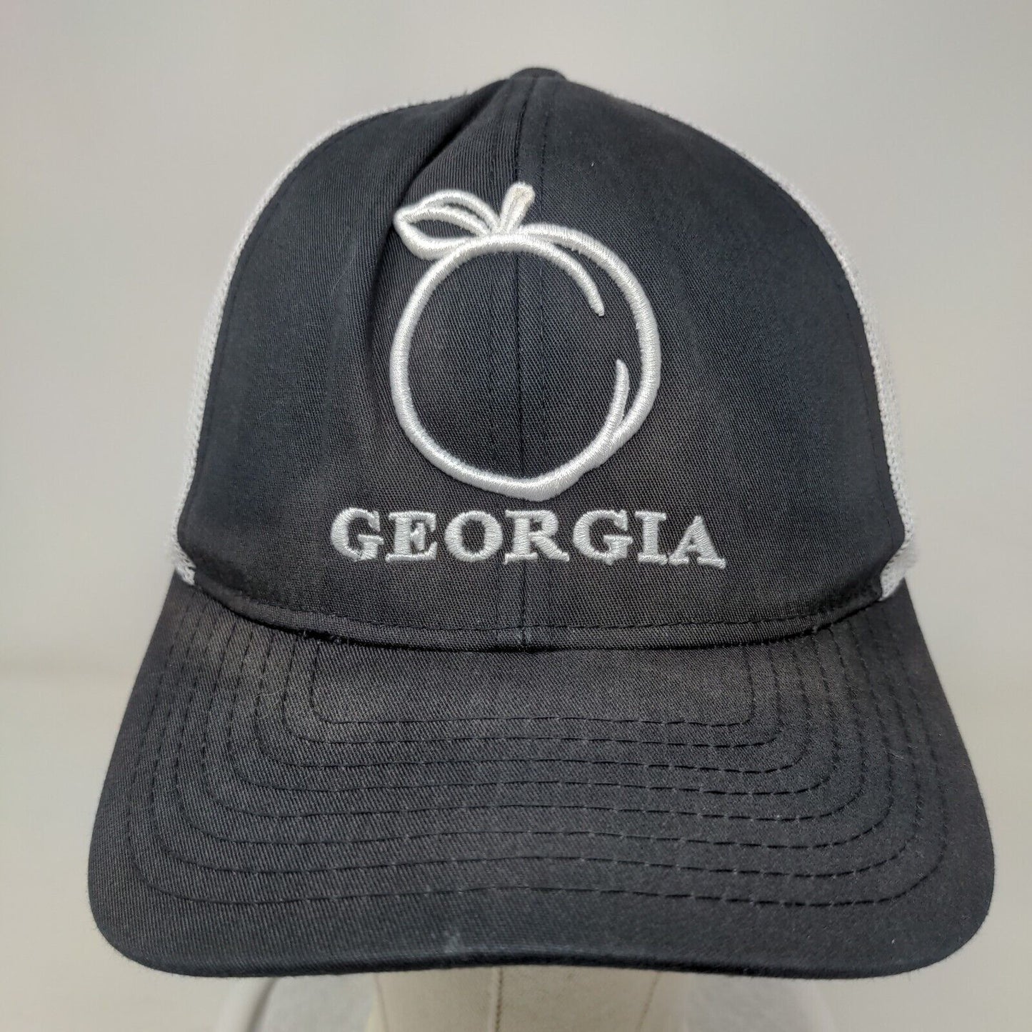 Georgia Peach Snapback Mesh Back Trucker Hat Blue One Size Colorblock