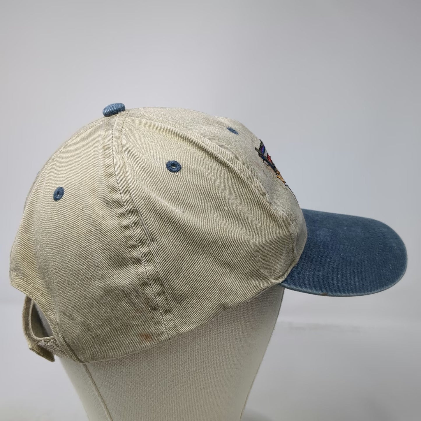Flying Fisherman Baseball Cap Beige One Size Striped Bass Fishing Hat Strapback