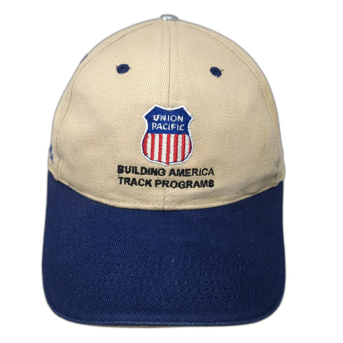 Baseball Cap Beige Blue One Size Union Pacific Building America Engineering Hat