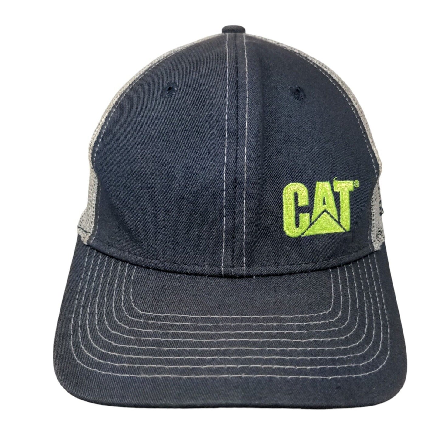 CAT Ring Power Snapback Trucker Hat Blue One Size Embroidered Mesh Back
