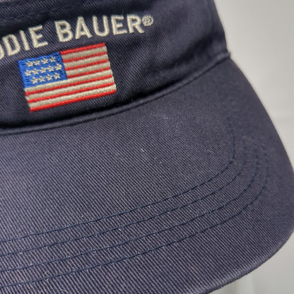 Eddie Bauer Visor Blue One Size Logo American Flag Strapback Cotton Hat Outdoors