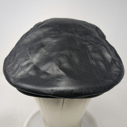 Harley-Davidson Newsboy Cap Black L Leather 100th Anniversary Metal Badge Hat